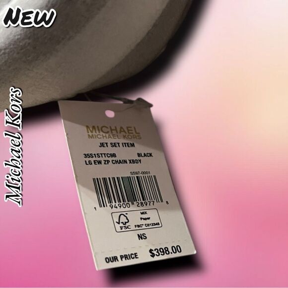 New NWT Michael Kors Jet Set Large Zip Chain Crossbody Purse – Black - Picture 3 of 6